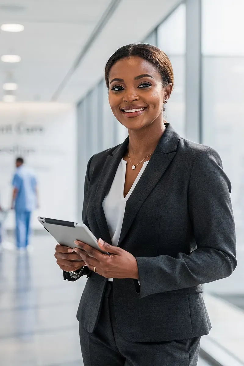 Human capital professional with a tablet in a healthcare facility
